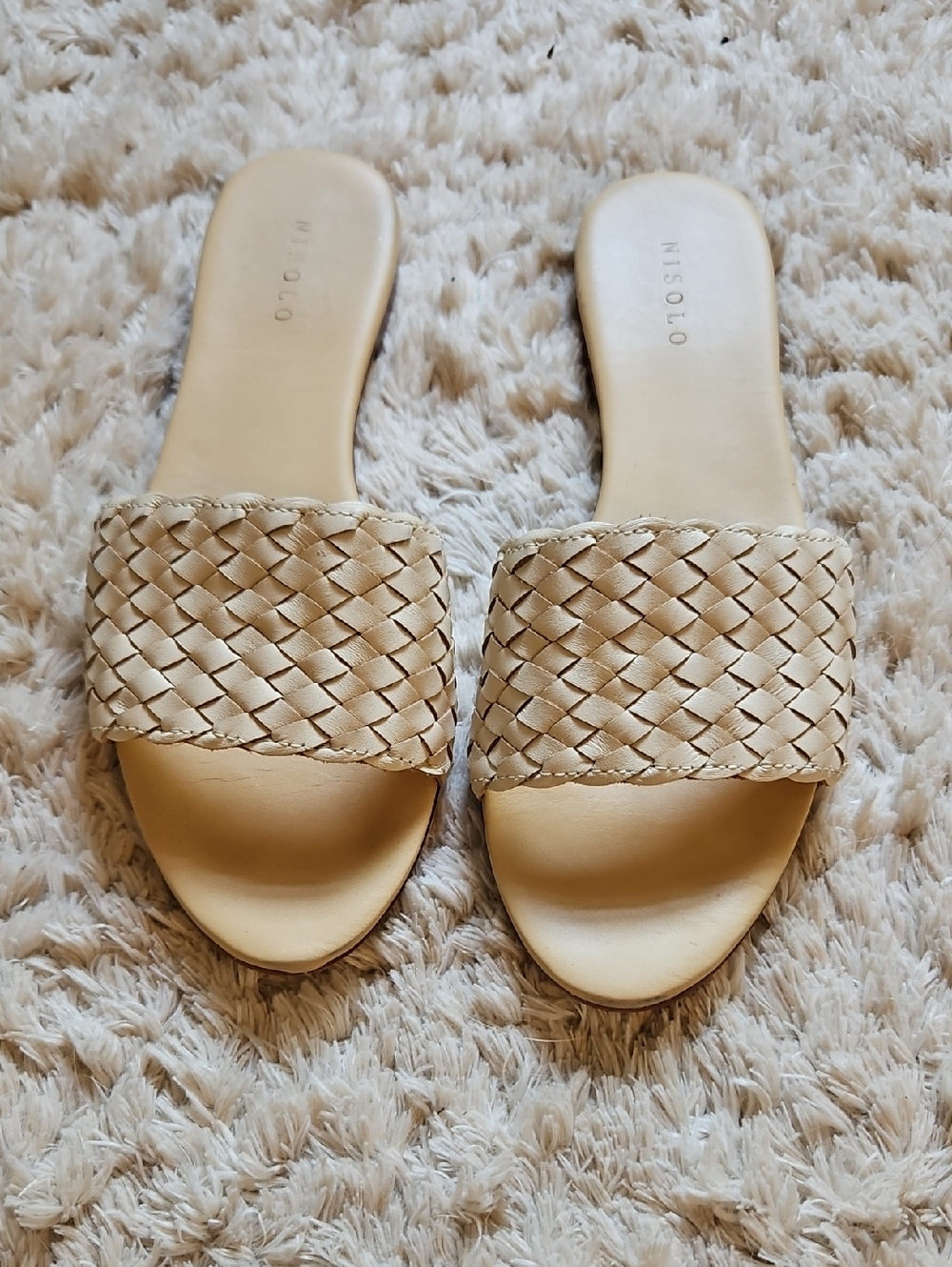Nisolo Braided Slide Sandals in Beige